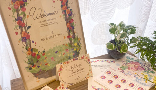 結婚式ウェルカムボード、招待状、オリジナル切手、結婚報告はがきイラスト