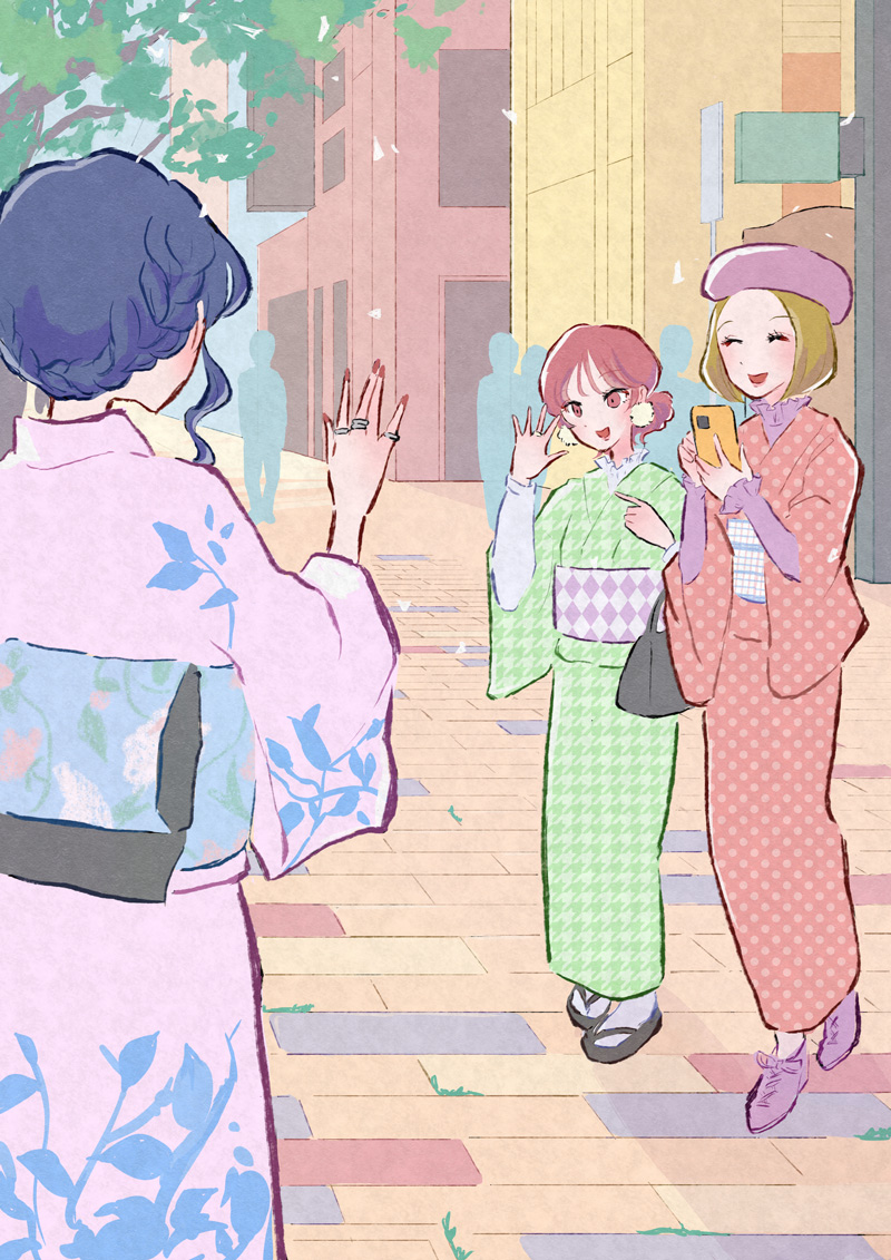 着物 女の子 イラスト,着物 コーディネート おしゃれ,着物 イラスト おしゃれ